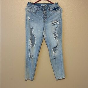 Rewash Sky Blue Distressed Ankle Jeans